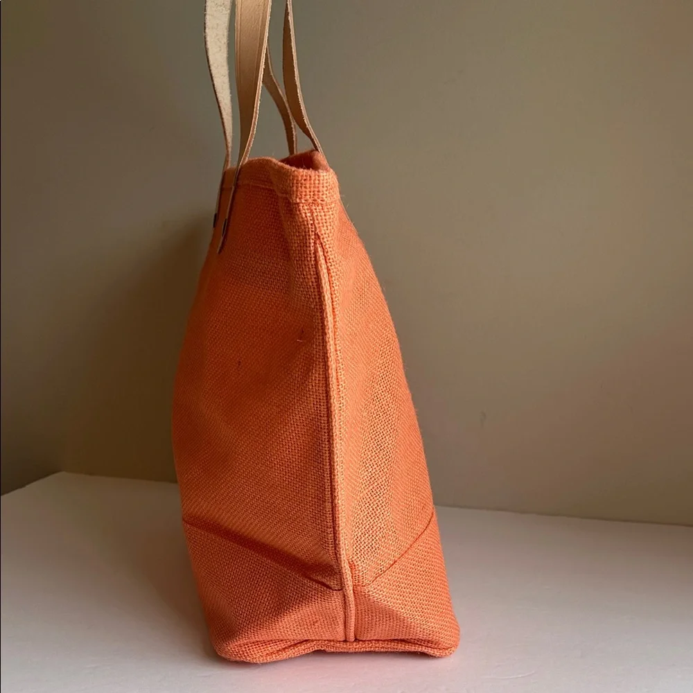 NWOT Ballard Jute Tote Bag in Orange with ‘Tutto’ Embroidered Design - Picture 3 of 8